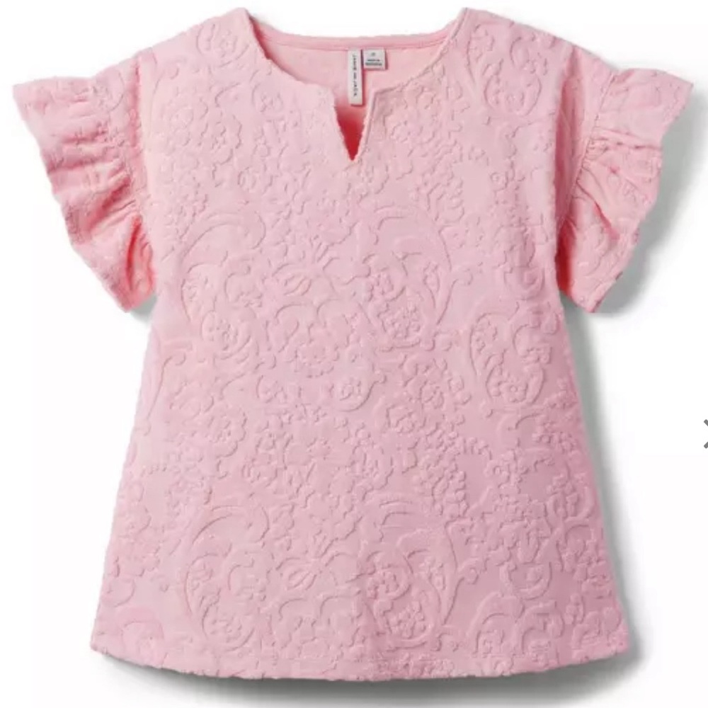 Janie & Jack Baby Girl 18-24mo Floral Terry Jacquard Swim Cover-Up in Pink